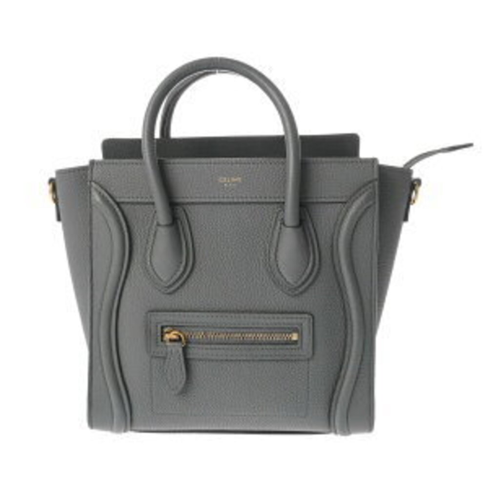 Celine Luggage Bag Coal Baby Drummed Calf Leather Handbag